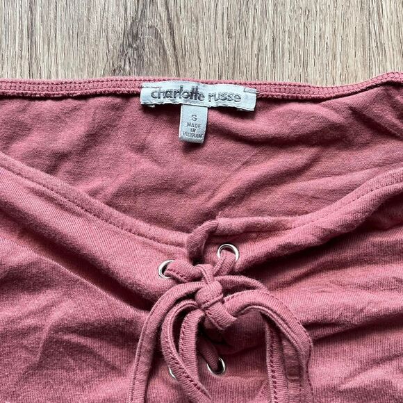 Charlotte-russe Women's Pink tie up Crop-top size small - Picture 2 of 4